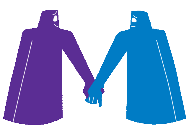 Two people holding hands
